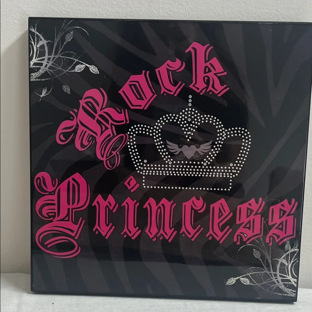 🌞 Rock Princess Canvas Wall Art Decor - Black & Barbiecore Pink 12” x 12”